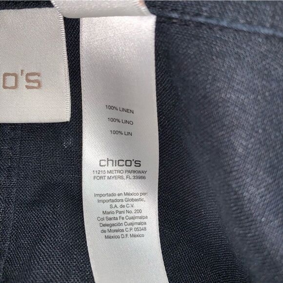 🆕 NEW CHICO'S Linen Blazer Women's Medium Black Summer Jacket Lightweight Beach - Picture 6 of 10